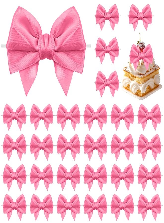Jacriah Hot Pink Twist Tie Bows for Treat Bags, 30 Pack 3.5 Inch Premade Satin Ribbon Bows for Gift Wrapping Crafts Party Decoration Wedding Favors Bridal Shower Christmas Tree Decor Cake Pops Candy - Image 1